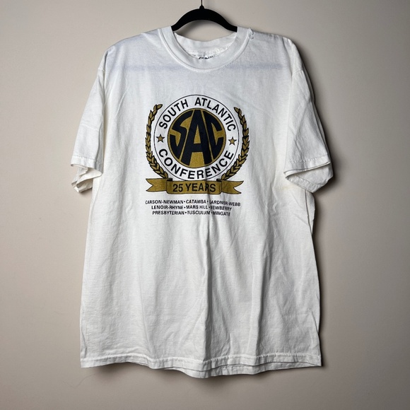 Gildan Activewear SAC 25 years White Gold Black Short Sleeve T-shirt Adult XL - Picture 2 of 11